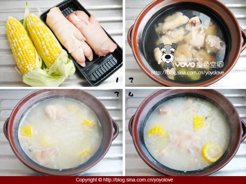 甜玉米猪手汤的做法