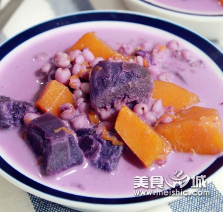 怎么做椰汁南瓜紫薯薏米煲