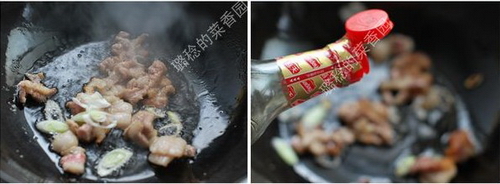 蘑菇青笋炒肉片步骤3-4