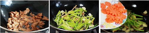 芹菜香干炒肉片步骤1-3