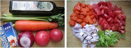番茄蔬菜浓汤步骤1-2
