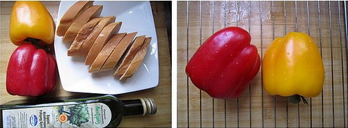 醋渍甜椒面包步骤1-2
