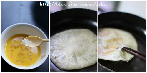 虾仁鸡蛋灌酥饼步骤4-6