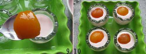 鸡蛋造型的黄桃布丁步骤9-10