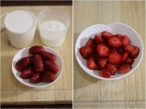 草莓奶昔步骤1