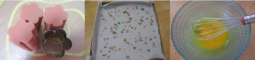花型香肠蛋糕卷步骤1-3