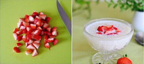 牛奶草莓西米露步骤7-8