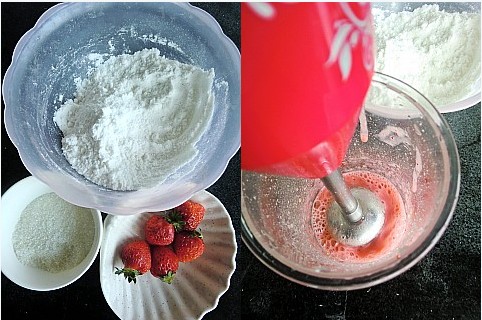 草莓米粉糕步骤1