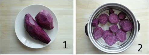 紫薯开花馒头步骤1-2
