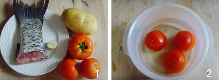 番茄土豆鱼尾汤步骤1-2