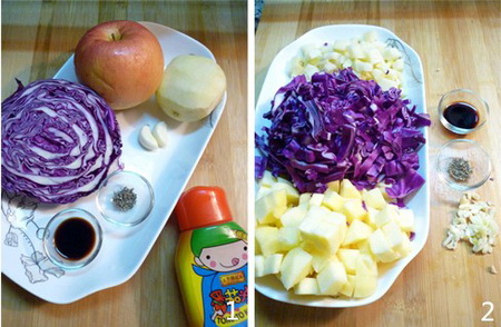 紫甘蓝苹果汤步骤1-2