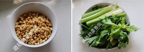 芹香炒黄豆步骤1-2