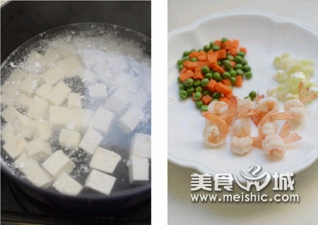 虾球烩豆腐步骤3-4