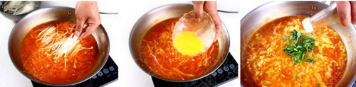 番茄金针菇鸡蛋汤步骤7-9