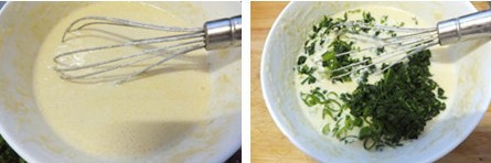 芹菜叶玉米面鸡蛋饼的做法步骤3-4