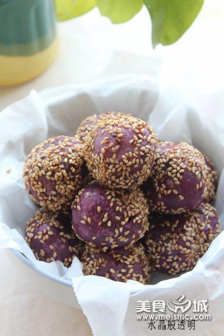 紫薯豆沙麻团的做法