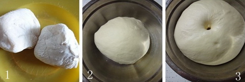 鲜奶油花环面包的做法步骤1-3