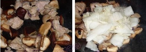 白菜香菇炒五花肉步骤5