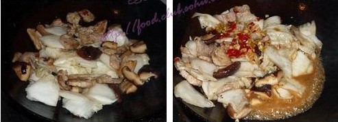 白菜香菇炒五花肉步骤6