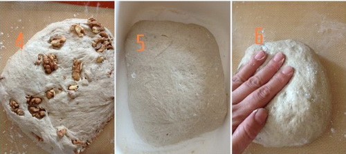天然酵母裸麦核桃面包步骤4-6
