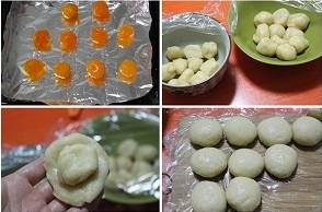 咸蛋黄肉松苏式月饼步骤5-8