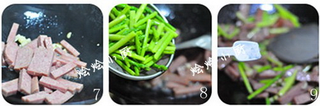 午餐肉炒芦笋步骤7-9