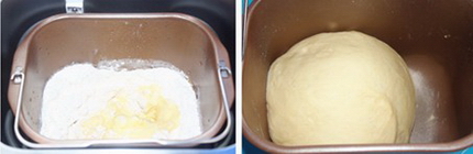 花型豆沙面包的做法步骤1-2