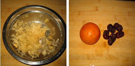 冰糖银耳甜橙羹步骤1-2