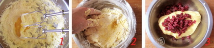 蔓越梅蛋黄奶酥饼干的做法步骤1-3