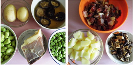 火腿杂蔬二米饭步骤1-2