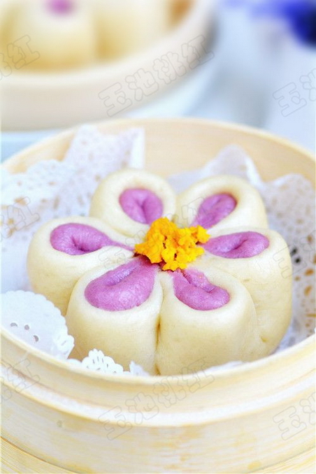 紫薯花朵枣泥包的做法