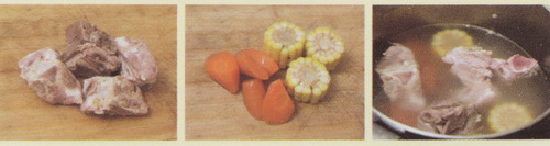 玉米胡萝卜脊骨汤做法步骤1-3