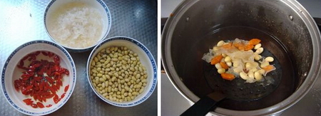 枸杞银耳豆浆的做法步骤1-2