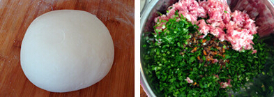 猪肉毛蛤韭菜饺子步骤1-2