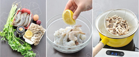 酱烧蘑菇虾球步骤1-3