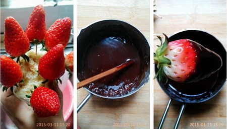 巧克力草莓棒棒糖步骤1-3
