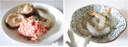 香菇酿肉虾步骤1-2