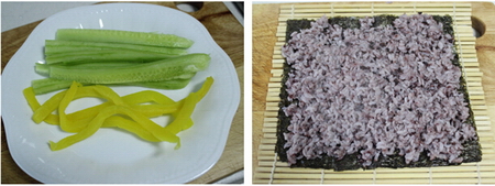 三文鱼紫菜饭卷儿步骤3-4