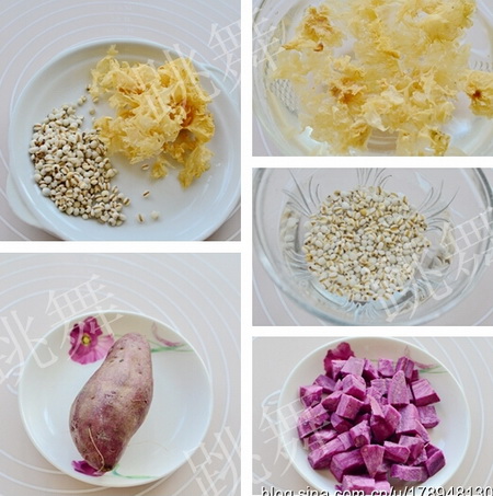 紫薯薏米银耳羹做法步骤1-2