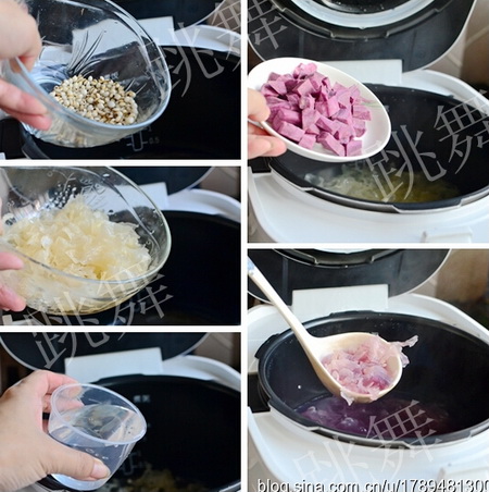 紫薯薏米银耳羹做法步骤3-5
