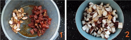 香菇豆角肉丁焖饭步骤1-2