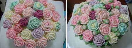 奶油霜玫瑰花朵蛋糕步骤21-22