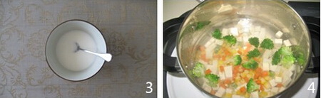 五彩南极磷虾豆腐羹做法步骤3-4