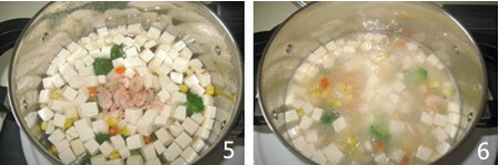 五彩南极磷虾豆腐羹做法步骤5-6