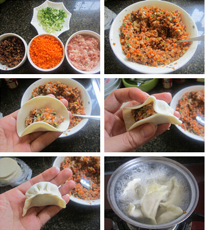 胡萝卜冬菇饺子步骤1-6