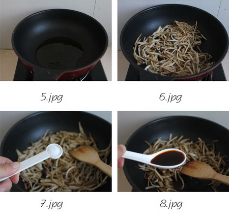 茶树菇炒茼蒿步骤5-8