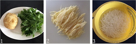 土豆丝芹菜叶汤做法步骤1-3
