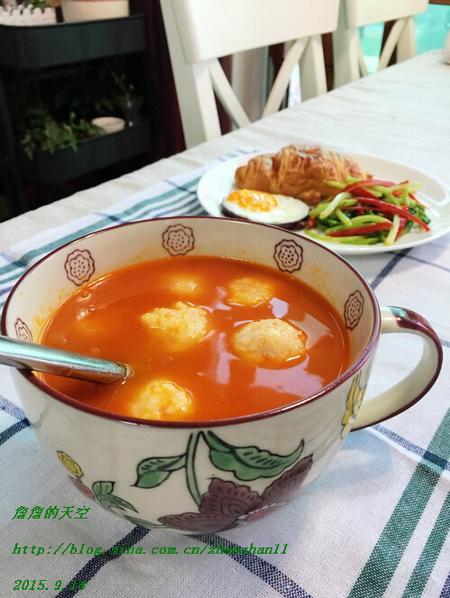 蕃茄虾球浓汤的做法