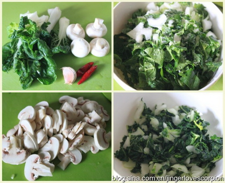 奶白菜炒口蘑步骤1-4