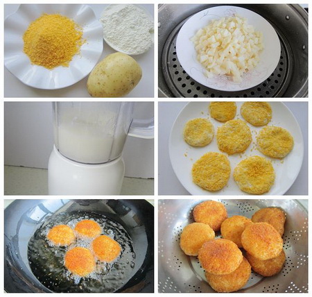 脆皮土豆糯米饼步骤1-4